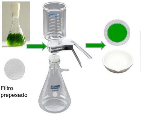 Diagrama del filtrado para obtener las microalgas