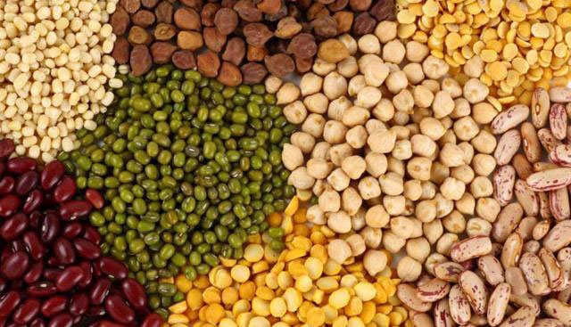 diferentes granos de leguminosas usadas como materia prima para los alimentos