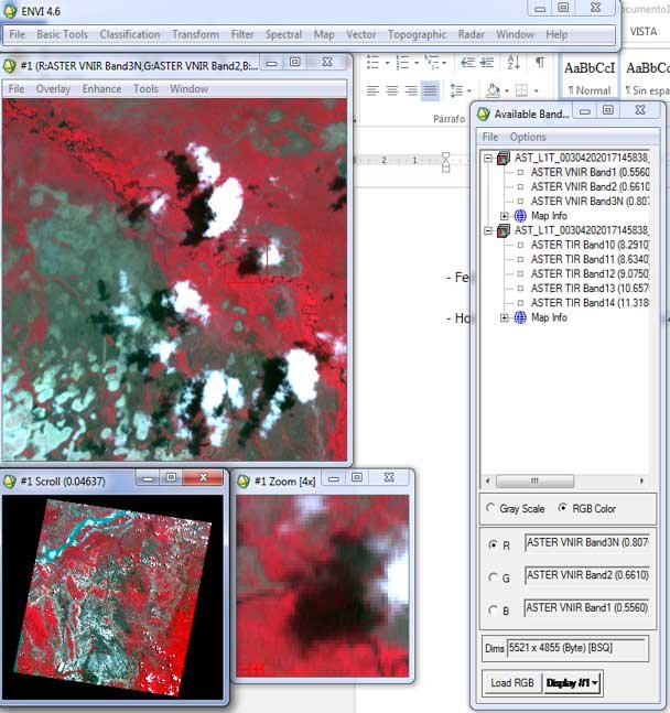 Imagen satelital con falso color usado en la agricultura de precisión