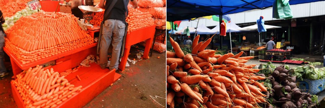 mercados exhibiendo las zanahoria para comercializarlas