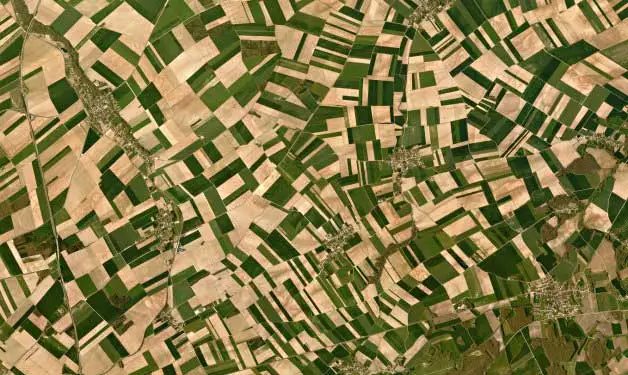 Imagen satelital de cultivos en Francia