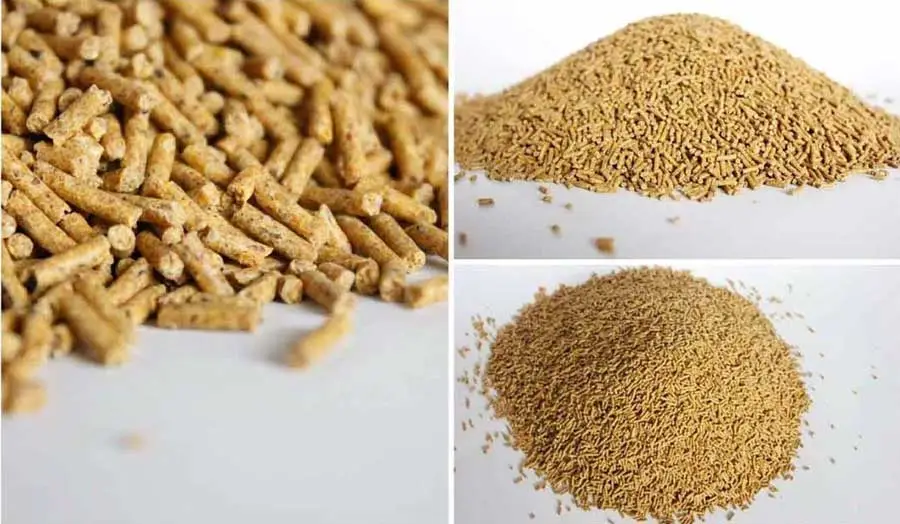diferentes tamaño de alimento para cerdos
