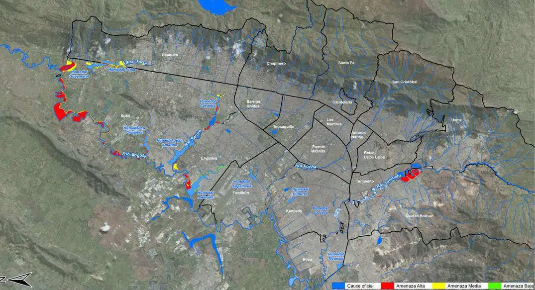 Mapa de amenaza de inundación por desbordamiento