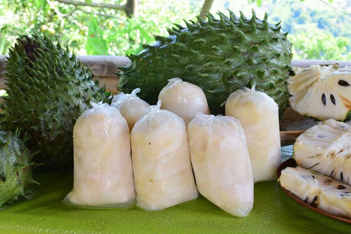 frutas de guanabana y pulpas en bolsas