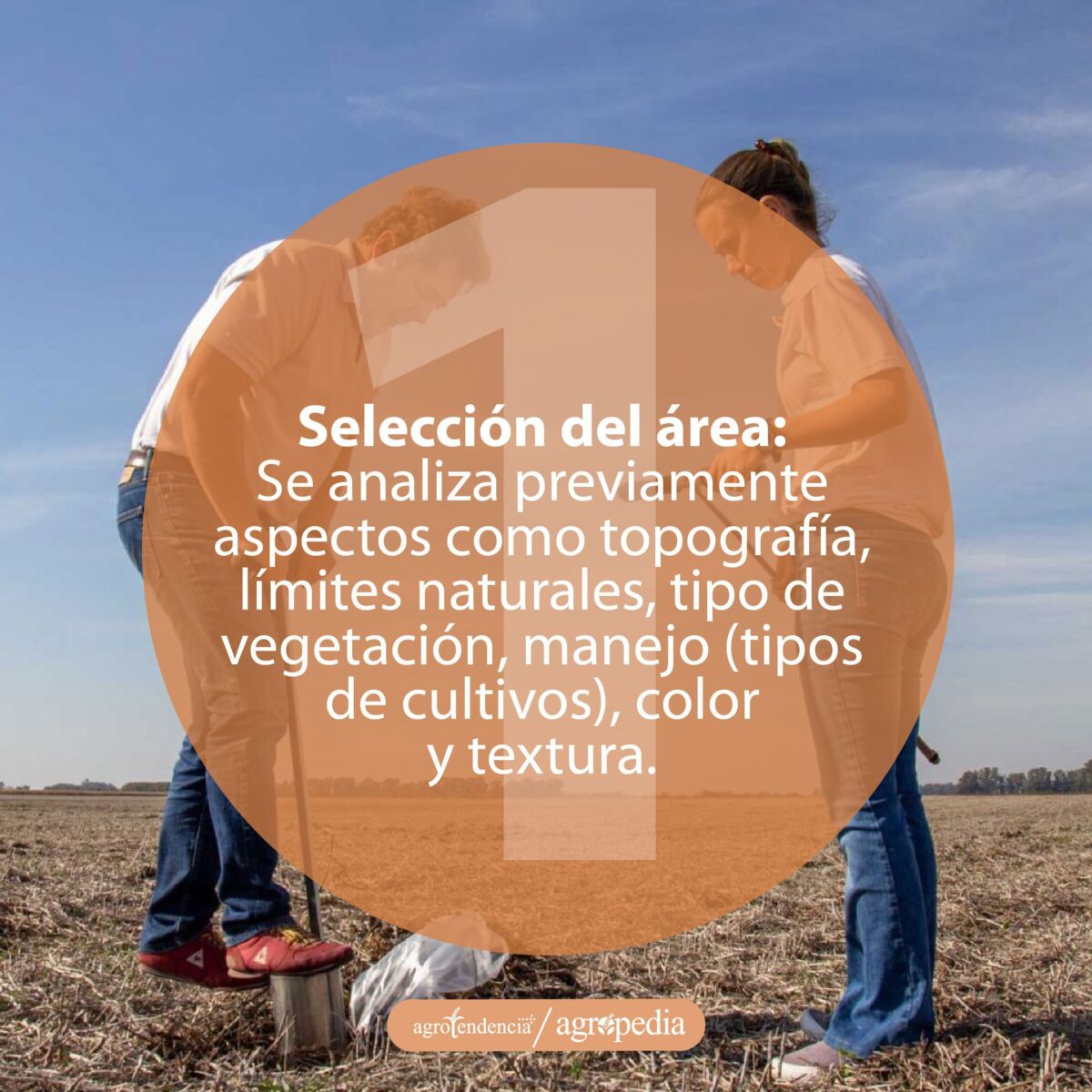 Dos personas seleccionando el área para realizar el análisis de suelo